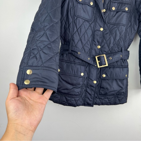 ❌SOLD ❌Banana Republic Navy Blue Quilted Patch Pocket Lightweight  Belted Jacket - Picture 11 of 15